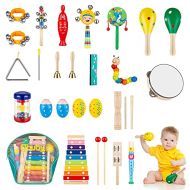 [아마존베스트]Obuby Toddler Musical Instruments Sets Wooden Percussion Instruments Toy for Kids Preschool Educational Wood Toys with Storage Bag for Kid Baby Babies Children Boys and Girls