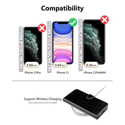  [아마존베스트]OCASE iPhone 11 Case, iPhone 11 Wallet Case with Card Holder, PU Leather Flip Case with Kickstand and Magnetic Closure, TPU Shockproof Interior Protective Cover for iPhone 11 6.1 I