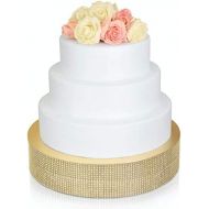 OCCASIONS FINEST PLASTIC TABLEWARE OCCASIONS Bling Wedding Cake Stand (holds 150 lbs) Cupcake Base, Decorative Centerpiece for Parties (14 Round, Soft Gold)