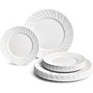 OCCASIONS FINEST PLASTIC TABLEWARE OCCASIONS 50 Plates Pack (25 Guests)-Vintage Wedding Party Disposable Plastic Plate Set -25 x 10.25 Dinner + 25 x 7.5 Salad/Dessert plates (Blossom in White)