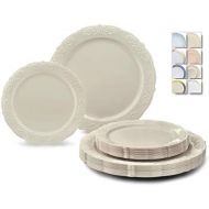 OCCASIONS FINEST PLASTIC TABLEWARE OCCASIONS 240 Plates Pack,(120 Guests) Vintage Wedding Party Disposable Plastic Plates Set -120 x 10.25 Dinner + 120 x 7.5 Salad / Dessert Plate (Portofino Ivory)