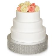 OCCASIONS FINEST PLASTIC TABLEWARE OCCASIONS Bling Wedding Cake Stand (holds 150 lbs) Cupcake Base, Decorative Centerpiece for Parties (16 Round, Silver)