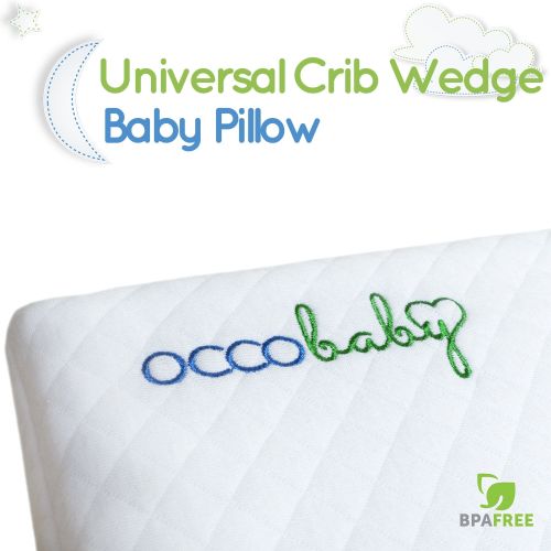  OCCObaby Universal Crib Wedge Pillow for Baby Mattress | Waterproof Layer & Handcrafted Cotton Removable Cover | 12-degree Incline for Better Nights Sleep