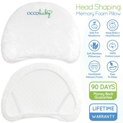  OCCObaby Baby Head Shaping Memory Foam Pillow | Cotton Cover & Bamboo Pillowcase | Keep...
