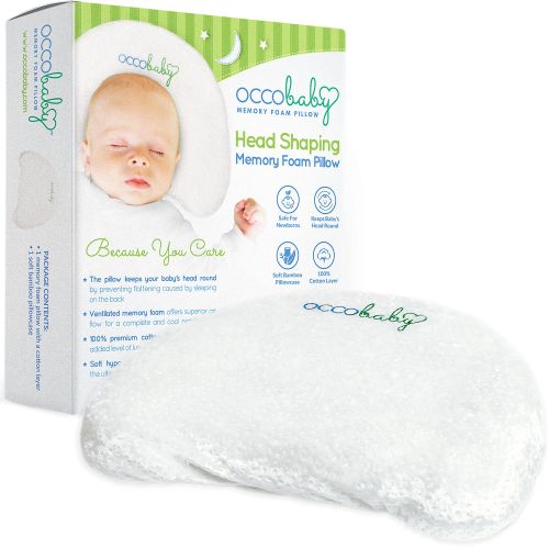  OCCObaby Baby Head Shaping Memory Foam Pillow | Cotton Cover & Bamboo Pillowcase | Keep...