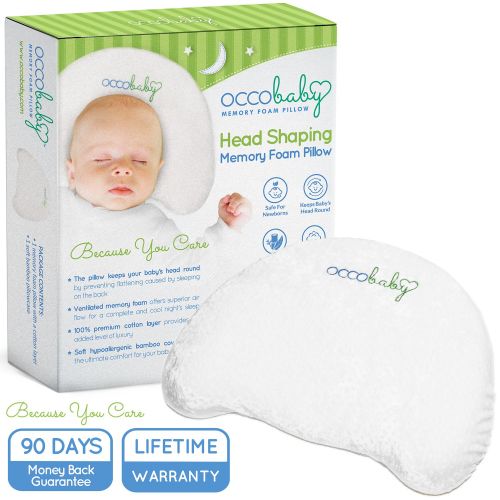  OCCObaby Baby Head Shaping Memory Foam Pillow | Cotton Cover & Bamboo Pillowcase | Keep...