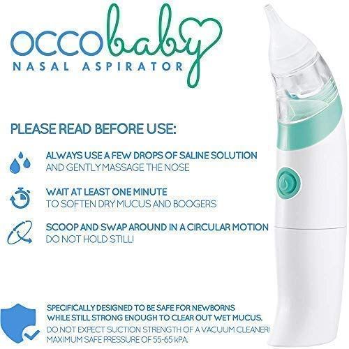  [아마존베스트]OCCObaby Baby Nasal Aspirator - Safe Hygienic and Quick Battery Operated Nose Cleaner with 3 Sizes...