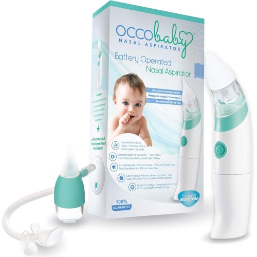  [아마존베스트]OCCObaby Baby Nasal Aspirator - Safe Hygienic and Quick Battery Operated Nose Cleaner with 3 Sizes...