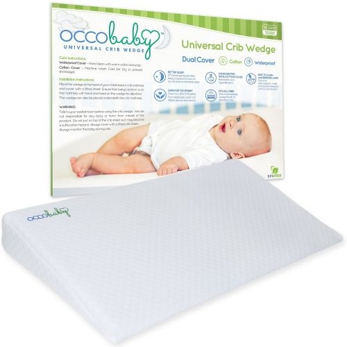  OCCObaby Universal Baby Crib Wedge Pillow with Removable Waterproof Cotton Cover