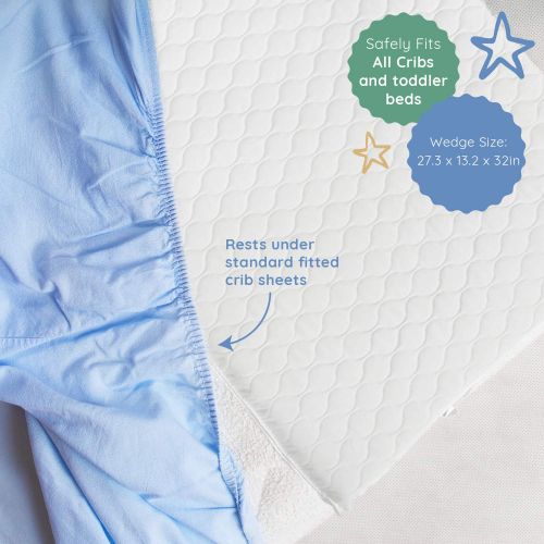  OCCObaby Universal Baby Crib Wedge Pillow with Removable Waterproof Cotton Cover