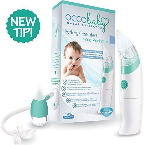  OCCObaby Baby Nasal Aspirator - Safe Hygienic and Quick Battery Operated Nose Cleaner with 3 Sizes of Nose Tips and Oral Snot Sucker for Newborns and Toddlers (Limited...