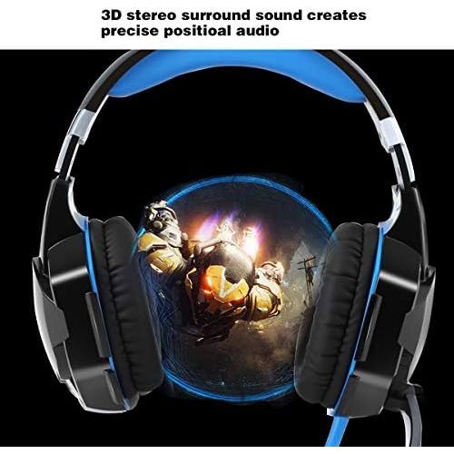  [아마존베스트]OCDAY gaming headset, headset for PS4, PC Xbox One, gaming headphones 3.5 mm, surround sound wired with microphone, LED light for laptop, Mac, mobile phone, tablet (blue).