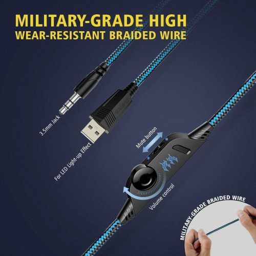  [아마존베스트]OCDAY Gaming Headset PS4 G9000 with Microphone, Audio Cable, Stereo Audio Bass and LED Flashlight PC Gaming Headset for PS4/Xbox Ones/Nintendo Switch etc.