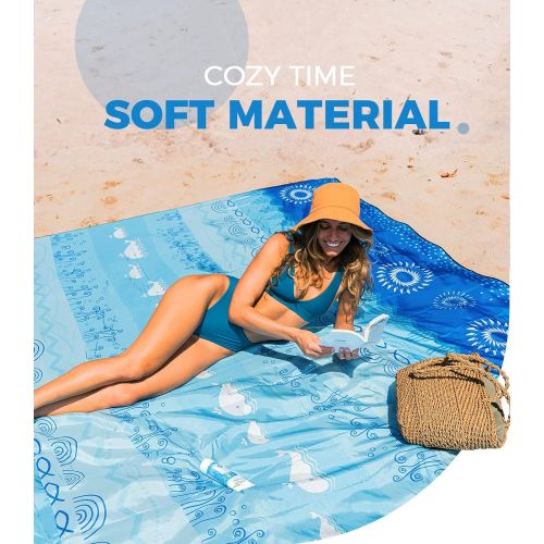  OCOOPA Beach Blanket Marine Life Series, 10X 9 Extra Large, Soft and Durable Material, Sand Free Waterproof, Light Weight and Portable, Perfect for Travel Camping, Beach Vocation,