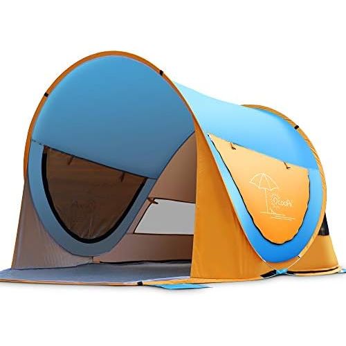  OCOOPA Beach Tent, Large Pop Up Beach Tent for 4 People, Anti-UV Automatic Beach Tent Camping Sun Shelter Instant Portable, 4 Sides Ventilation Design Sun Shelter Tents, Suitable f