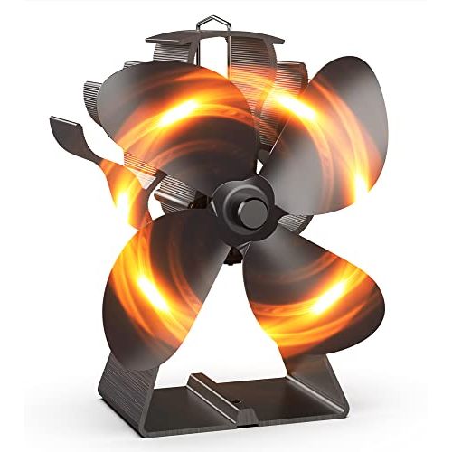  OCROUKI Heat Powered Stove Fan 4 Blades Wood Stove Fan,Silent Heat Powered Fireplace Fan,No Electricity Required,for Gas/Pellet/Wood Log Burner Fireplace