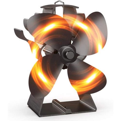  OCROUKI Heat Powered Stove Fan 4 Blades Wood Stove Fan,Silent Heat Powered Fireplace Fan,No Electricity Required,for Gas/Pellet/Wood Log Burner Fireplace