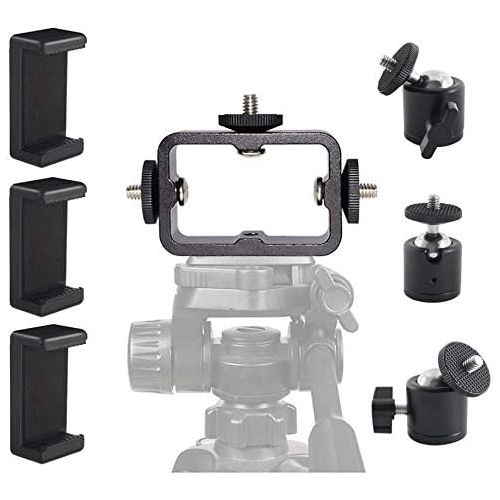  OCTO MOUNTS Tripod Mount Adapter Kit for 3 Devices. Works with Smartphones, iPhone, Android, GoPros, DSLR Cameras, Mic, LED, Ring Lights. Perfect for Vlogging, YouTube, Live Streaming, Tik Tok