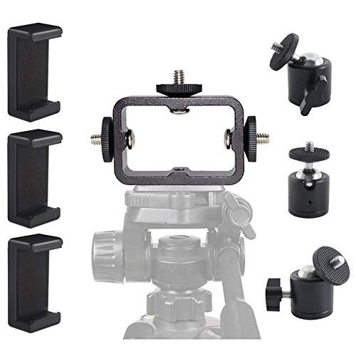  OCTO MOUNTS Tripod Mount Adapter Kit for 3 Devices. Works with Smartphones, iPhone, Android, GoPros, DSLR Cameras, Mic, LED, Ring Lights. Perfect for Vlogging, YouTube, Live Streaming, Tik Tok