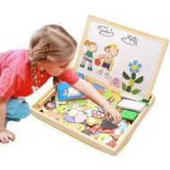 [아마존베스트]ODDODDY Educational Wooden Toys for Girls Boys Kids Children Toddlers Magnetic Drawing Board Puzzles Games Learning for Age 3 4 5 6 7 8 9 Year Old Gift Idea Birthday Halloween Chri