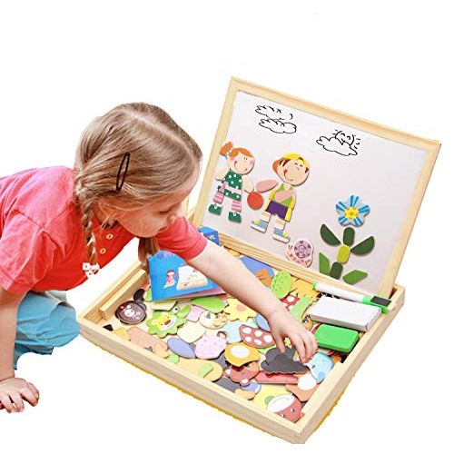  [아마존베스트]ODDODDY Educational Wooden Toys for Girls Boys Kids Children Toddlers Magnetic Drawing Board Puzzles Games Learning for Age 3 4 5 6 7 8 9 Year Old Gift Idea Birthday Halloween Chri