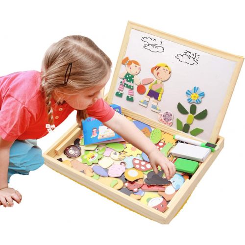  [아마존베스트]ODDODDY Educational Wooden Toys for Girls Boys Kids Children Toddlers Magnetic Drawing Board Puzzles Games Learning for Age 3 4 5 6 7 8 9 Year Old Gift Idea Birthday Halloween Chri