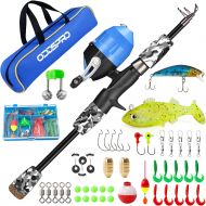 ODDSPRO Kids Fishing Pole - Kids Fishing Starter Kit - with Tackle Box, Reel, Practice Plug, Beginners Guide and Travel Bag for Boys, Girls