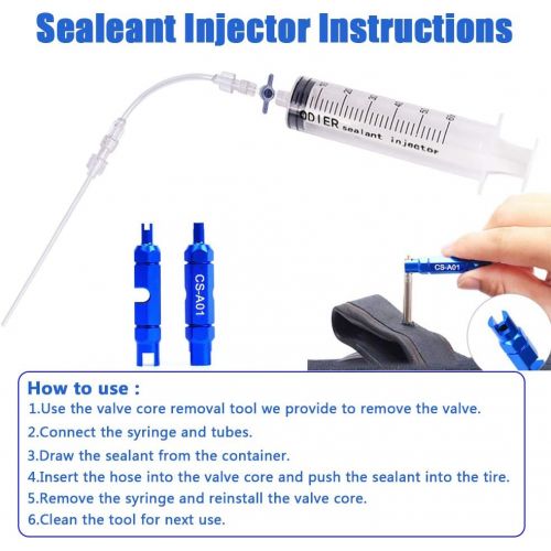  ODIER Tubeless Tire Sealant Injector Schrader Presta Valve Core Removal Tool Fit Stans No Tubes Sealant and Other Sealants Brand