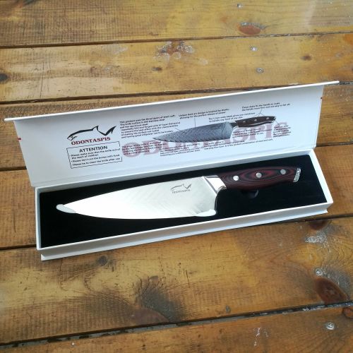  ODONTASPIS Professional Chef Knife - Sharp And Durable 8 Inch Cooking Knife - Japanese Aus10 High Carbon Steel Core -67 Layer Damascus 440Stainless Steel Knife Face Multifunction K