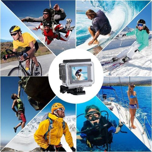  ODRVM WiFi Actioncam Full HD 1080P Unterwasserkamera Digital Wasserdicht 2.0 Zoll LCD Helmkamera mit 2 Stue. Batterien, Action cam fuer Kinder, Extremsport und Outdoor-Sportaktivitaete (BLA