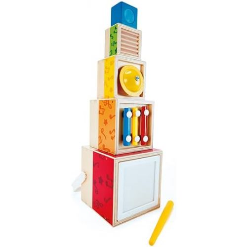  ODYSSEY Hape Stacking Music Set | Colorful 6 Piece Musical Box Toy, Wooden Set for Kids 18 Months+, L: 4.9, W: 4.9, H: 5.5 inch
