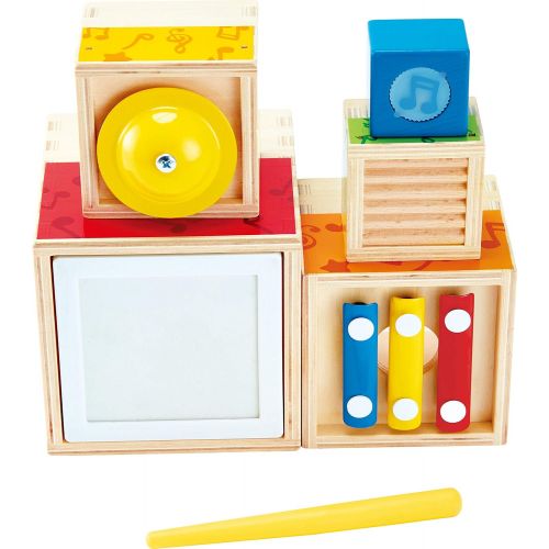  [아마존베스트]Odyssey Toys Hape Stacking Music Set | Colorful 6 Piece Musical Box Toy, Wooden Set for Kids 18 Months+