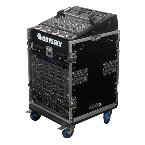  ODYSSEY Odyssey FZ1112W Flight Zone Ata Combo Rack With Wheels: 11u Top Slant, 12u Vertical