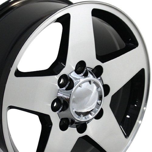  OE Wheels LLC OE Wheels 20 Inch Fits Chevy 2500 3500 GMC 2500 3500 8x165.1 Heavy Duty Silverado Style CV91A Gloss Black Machined 20x8.5 Rim Hollander 5503