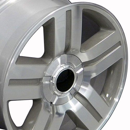  OE Wheels LLC OE Wheels 22 Inch Fit Chevy Silverado Tahoe GMC Sierra Yukon Cadillac Escalade CV84 Texas Machd Silver 22x9 Rims Hollander 5291 SET