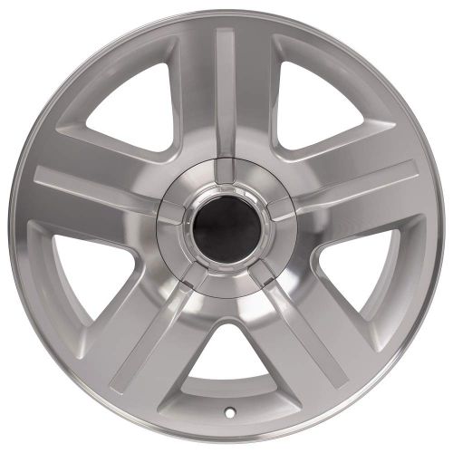  OE Wheels LLC OE Wheels 22 Inch Fit Chevy Silverado Tahoe GMC Sierra Yukon Cadillac Escalade CV84 Texas Machd Silver 22x9 Rims Hollander 5291 SET