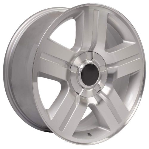  OE Wheels LLC OE Wheels 22 Inch Fit Chevy Silverado Tahoe GMC Sierra Yukon Cadillac Escalade CV84 Texas Machd Silver 22x9 Rims Hollander 5291 SET