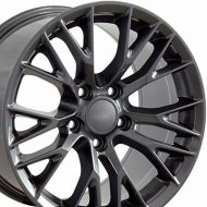 OE Wheels LLC 18 Inch Fits Chevy Corvette Camaro Pontiac TransAm C7 Z06 Style CV22 18x10.5/17x9.5 Rims Gunmetal SET