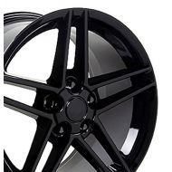 OE Wheels LLC OE Wheels 19 Inch Fits Chevy Corvette C6 Z06 Style CV07B 19x10/18x9.5 Rims Gloss Black SET