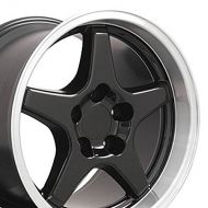 OE Wheels LLC OE Wheels 17 Inch Fits Chevy Camaro Corvette Pontiac Firebird ZR1 Style CV01 Black with Machined Lip 17x11 Rim