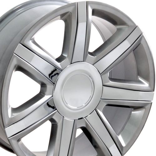  OE Wheels LLC OE Wheels 22 Inch Fits Chevy Silverado Tahoe GMC Sierra Yukon Cadillac Escalade Style CA87 22x9 Rims Hyper Silver with Chrome SET