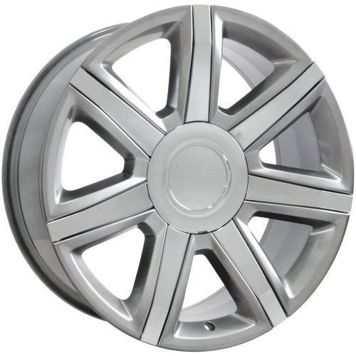  OE Wheels LLC OE Wheels 22 Inch Fits Chevy Silverado Tahoe GMC Sierra Yukon Cadillac Escalade Style CA87 22x9 Rims Hyper Silver with Chrome SET