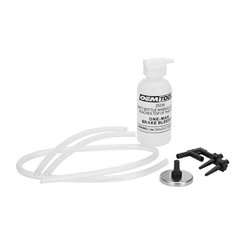  OEMTOOLS 25036 Bleed-O-Matic One-Man Brake Bleeder Kit | Bleed Your Brakes on Your Own | Bleeder Bottle Holds to the Vehicle with a Magnet, and Brakes are Bled by Pumping the Brake