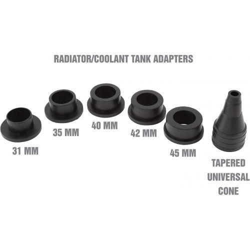  OEMTOOLS 24444 Kit, 5 Refill, Eliminate Trapped Air, and Test Cooling System for Leaks | Universal Adapters to Fit Most Radiator Coolant Bottle Necks