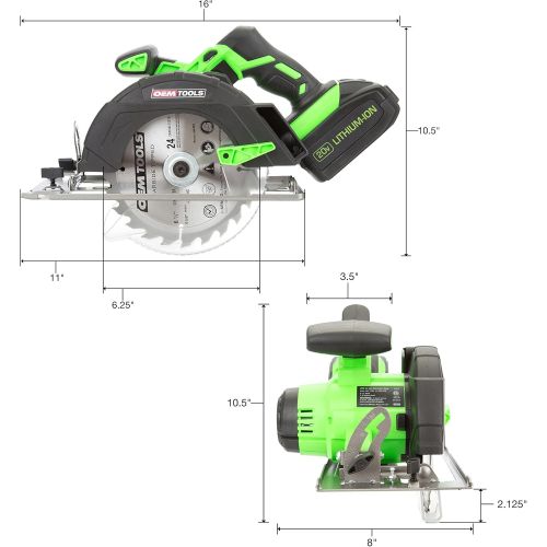  OEMTOOLS 24488 20V MAX Li-Ion 6-12 In. Circular Saw