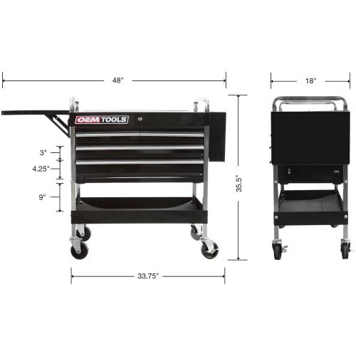  OEMTOOLS 24962 Service Cart with Four Drawers and One Tray