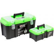 OEMTOOLS 22161 3 Piece Tool Box Set with Removable Tool Tray and Bonus 12.5 Tool Box, Black and Green Intermediate Tool Box Organizational System