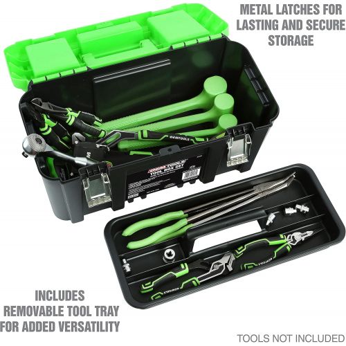  OEMTOOLS 22161 3 Piece Tool Box Set with Removable Tool Tray and Bonus 12.5 Tool Box, Black and Green Intermediate Tool Box Organizational System