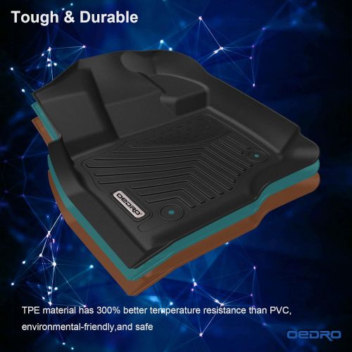  OEdRo oEdRo Floor Mats Liners Compatible for 2015-2019 Ford F-150 SuperCrew Cab- Unique Black TPE All-Weather Guard, Includes 1st & 2nd Front Row and Rear Floor Liner Full Set