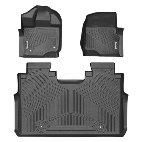  OEdRo oEdRo Floor Mats Liners Compatible for 2015-2019 Ford F-150 SuperCrew Cab- Unique Black TPE All-Weather Guard, Includes 1st & 2nd Front Row and Rear Floor Liner Full Set